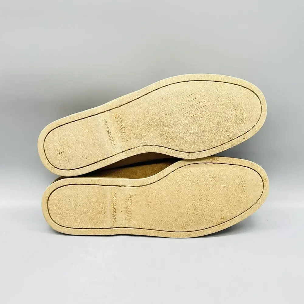 Sperry Shoes Mens 10 Beige Suede Top Sider Boat Deck Moc Toe Casual Comfort
